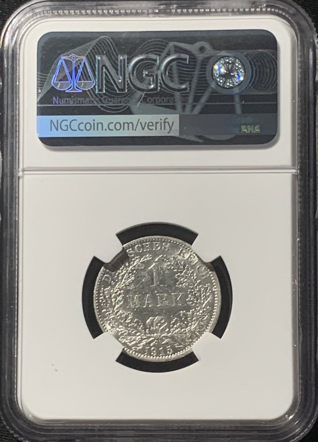 紫瑗钱币——第162期拍卖 德国 1915年 A版 第二帝国 长翅 1马克 银币 NGC MS61