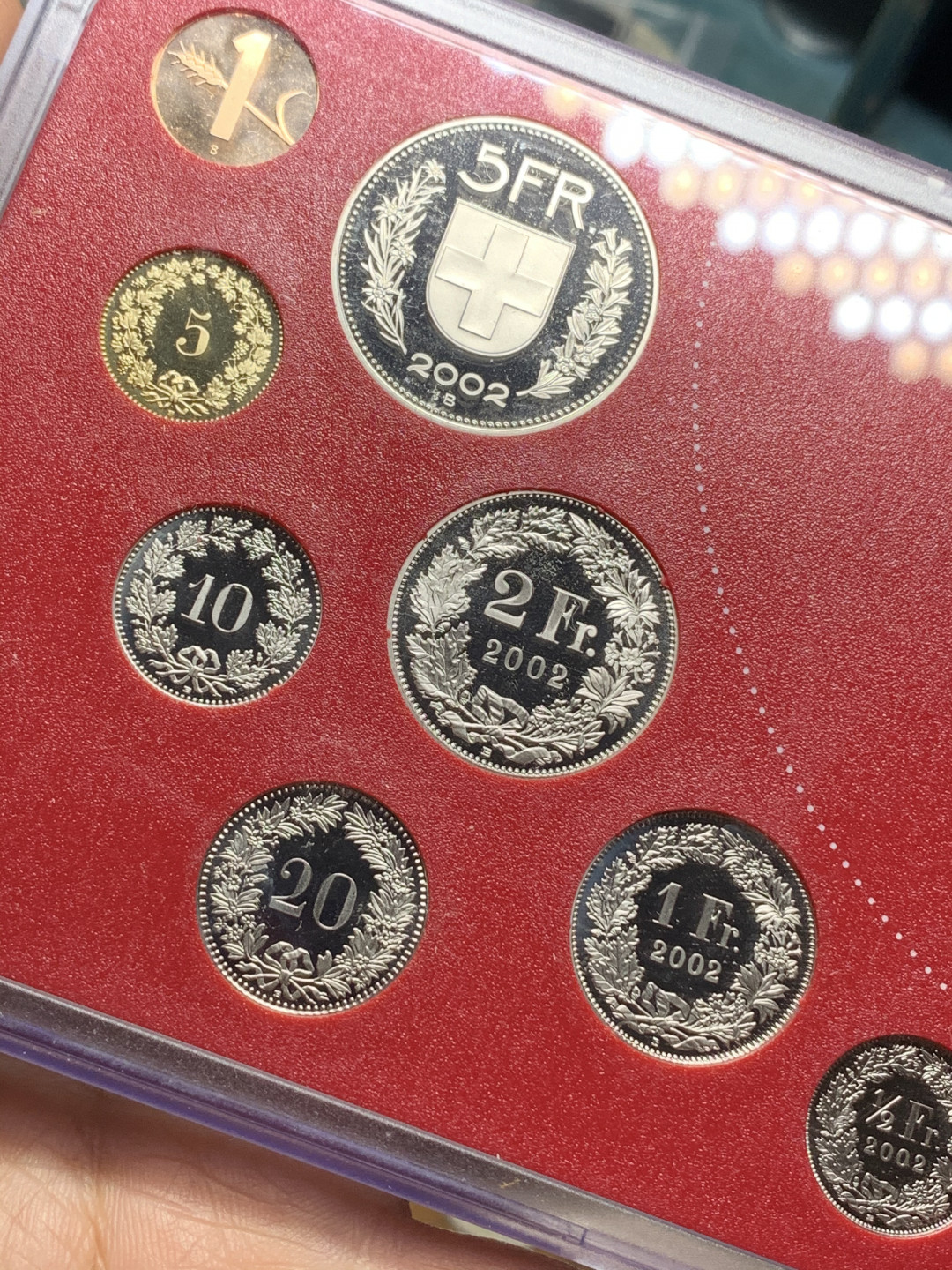 《竞宝斋》钱币微拍-第24场-本周日，周一2场连拍（全场顺丰包邮） 瑞士 2002年 少见 原装塑盒 全套9枚 带双金属 套币