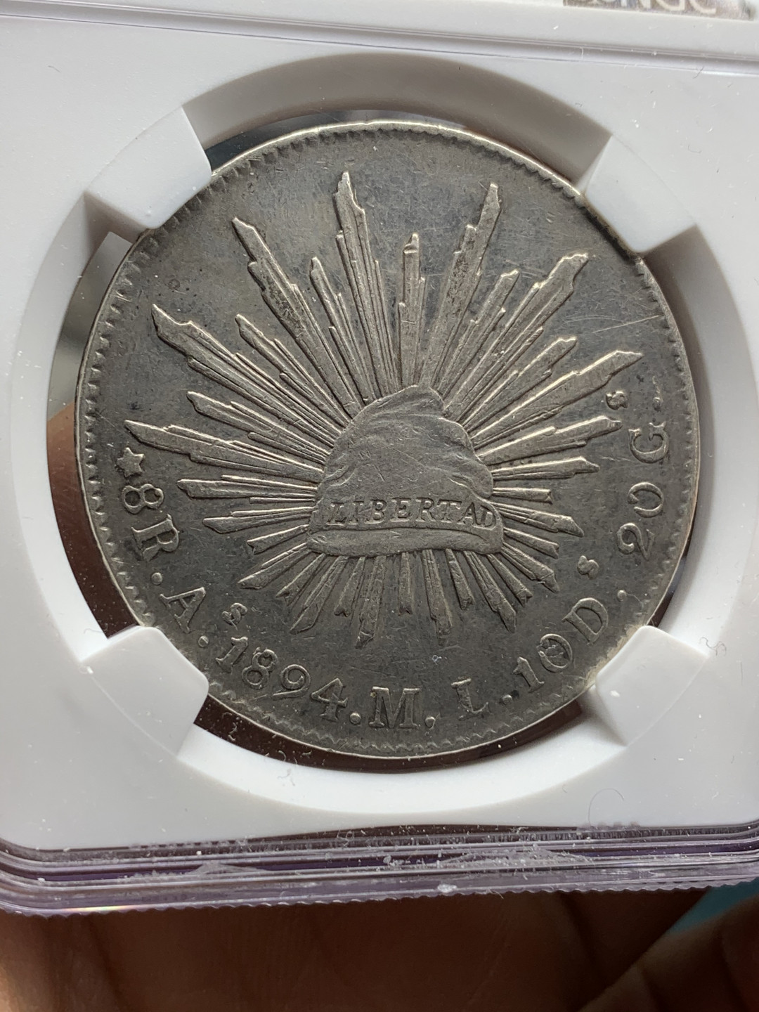 《竞宝斋》钱币微拍-第24场-本周日，周一2场连拍（全场顺丰包邮） NGC-XFD   墨西哥 1894年 8 里亚尔   阿拉莫斯厂  银币     原味As厂老鹰 