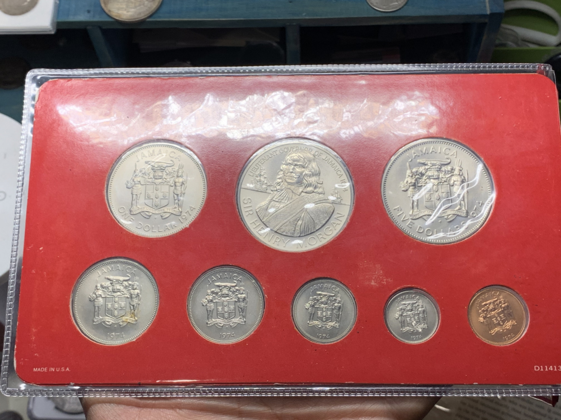 《竞宝斋》钱币微拍-第24场-本周日，周一2场连拍（全场顺丰包邮） 牙买加 1974年 套币 外包装开裂