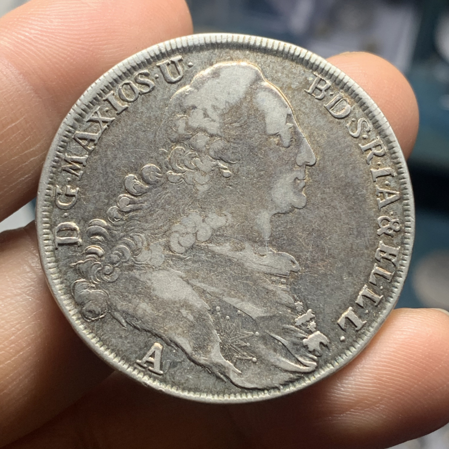 《竞宝斋》钱币微拍-第24场-本周日，周一2场连拍（全场顺丰包邮） 德国巴伐利亚1775年圣母抱婴泰勒 A版，品相不错