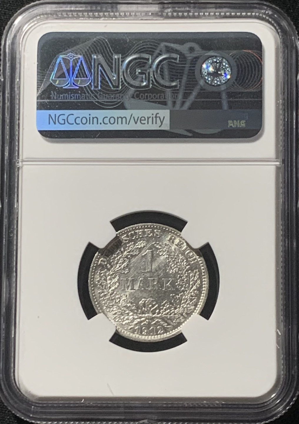 紫瑗钱币——第162期拍卖 德国 1912年 E版 第二帝国 长翅 1马克 银币 NGC MS61