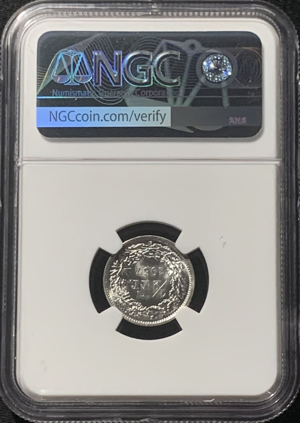 紫瑗钱币——第162期拍卖 瑞士 1967年 赫尔维蒂亚 1/2法郎 银币 NGC MS65