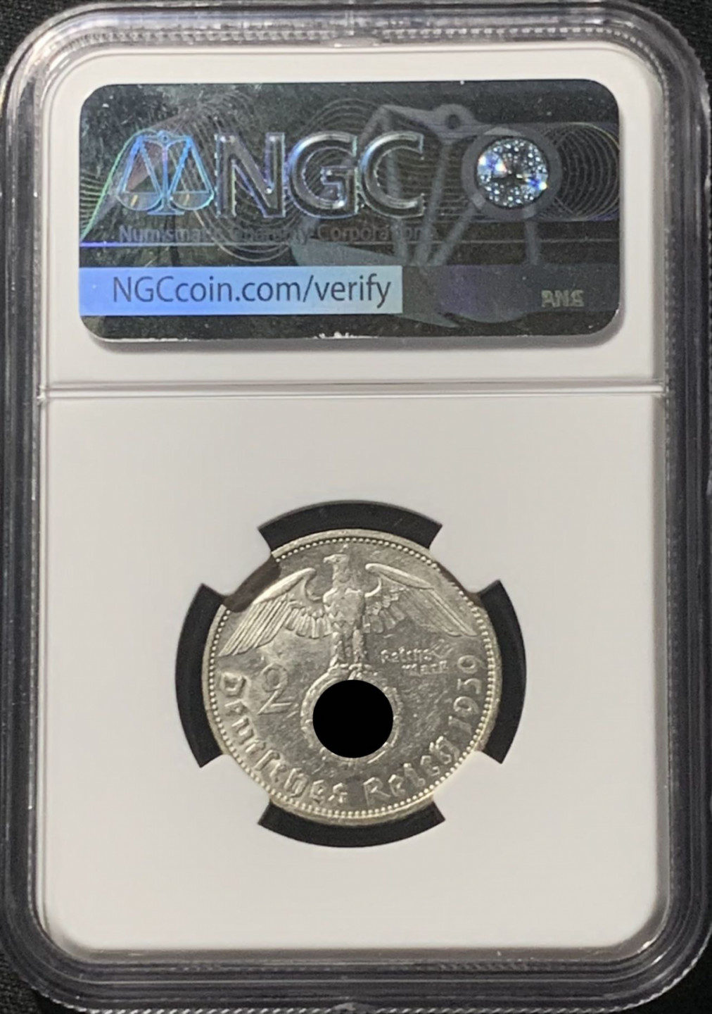 紫瑗钱币——第162期拍卖 德国 1939年 F版 兴登堡 字符版 2马克 银币 NGC MS61