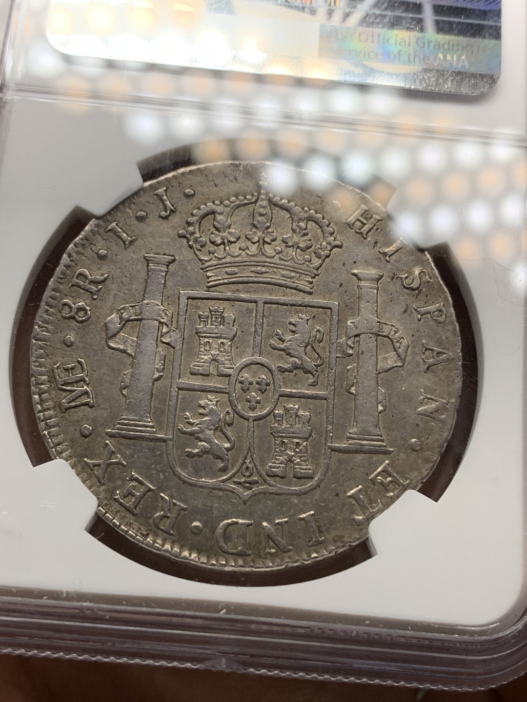 《竞宝斋》钱币微拍-第24场-本周日，周一2场连拍（全场顺丰包邮） NGC-XF45  1798  西属秘鲁利马 卡四  稀少厂  8里亚尔  原味五彩  是非难得 低评