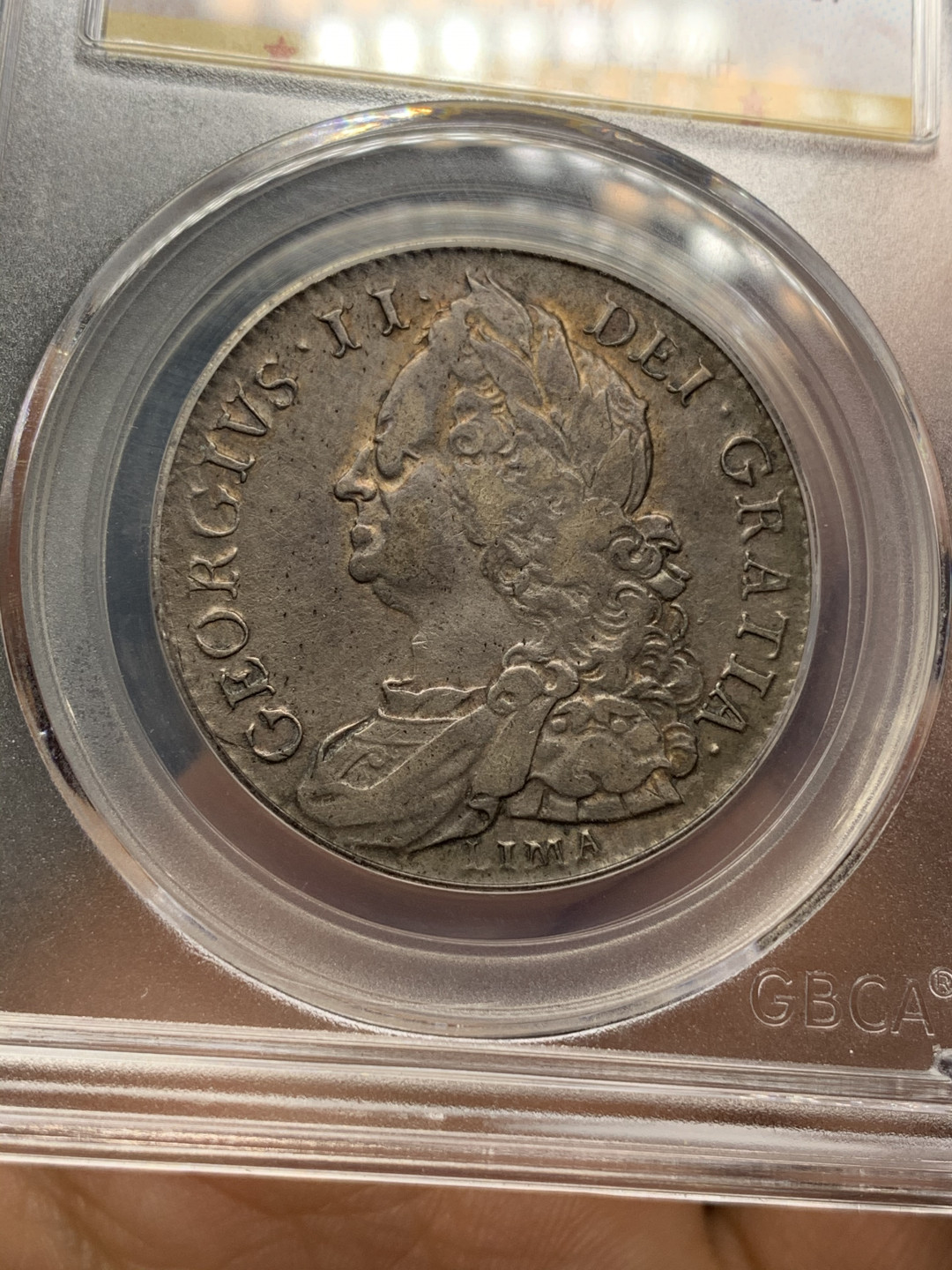 《竞宝斋》钱币微拍-第24场-本周日，周一2场连拍（全场顺丰包邮） 英国 1746年  乔治二世 半克朗银币 原味包浆 细节清晰 少见品种