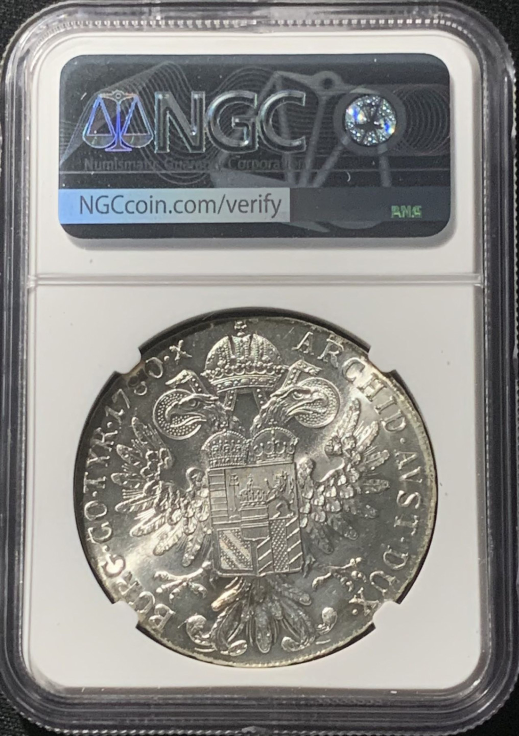 紫瑗钱币——第162期拍卖 奥匈帝国 1780年 特蕾莎·玛格丽特 1泰勒 银币 NGC MS64 黄金彩 