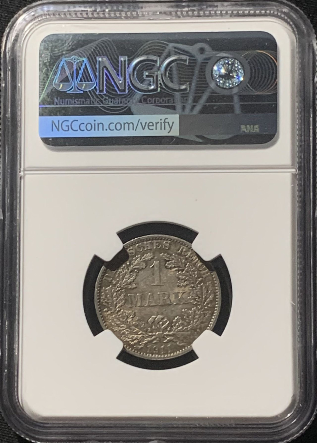 紫瑗钱币——第162期拍卖 德国 1911年 A版 第二帝国 长翅 1马克 银币 NGC MS63