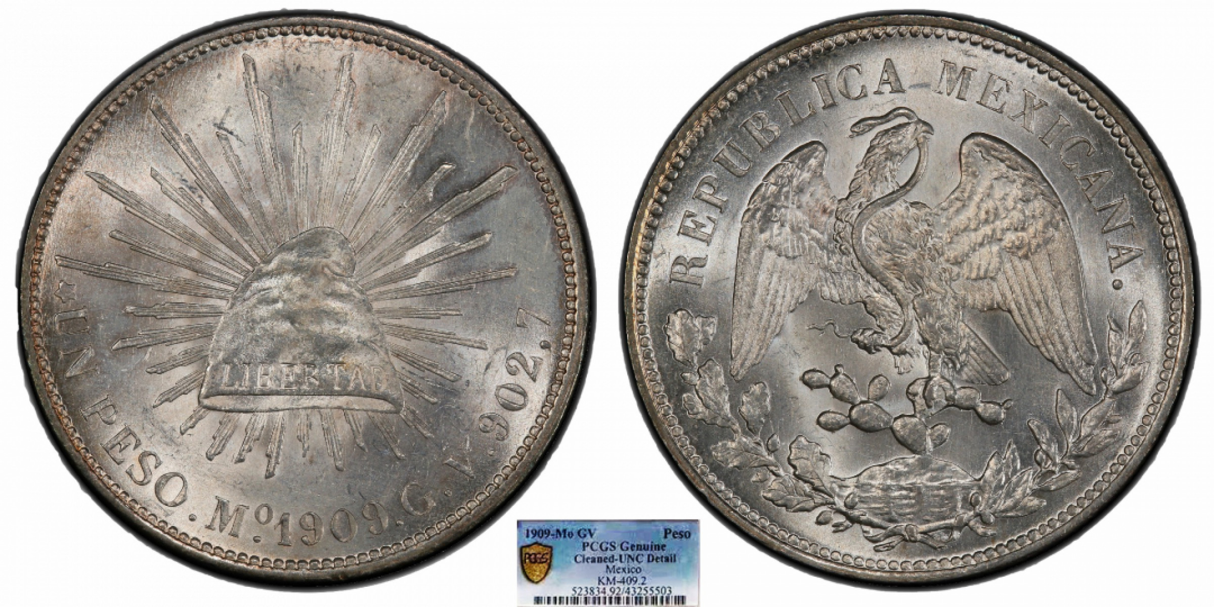金诺国拍2022年1月钱币拍卖会 1909鹰洋PCGS UNC92 Detail