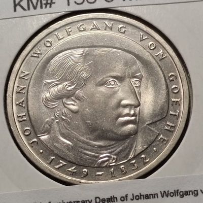 0起1加-纯粹捡漏拍-58场0佣包邮全托管场  - 德国1982年5马克歌德逝世150周年纪念币