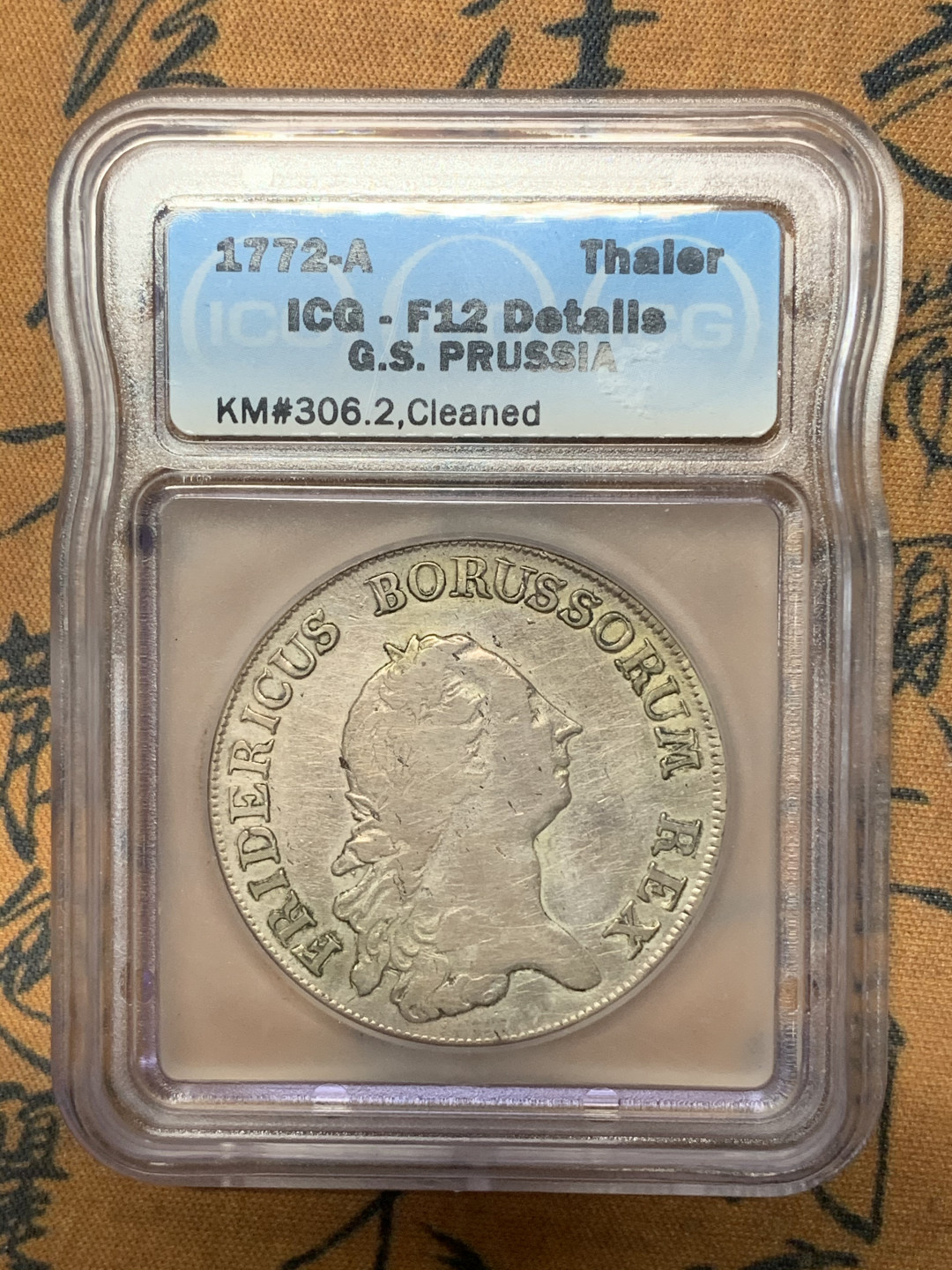 《竞宝斋》钱币微拍-第25场-本周日，周一2场连拍（全场顺丰包邮） ICG 评级 德国 普鲁士 1772年 A版 腓特烈 炮鹰泰勒 大银币