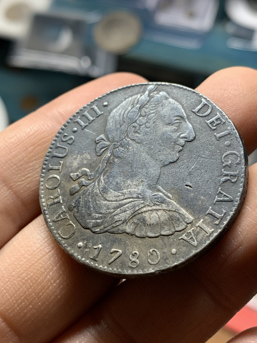 《竞宝斋》钱币微拍-第25场-本周日，周一2场连拍（全场顺丰包邮） 西属 墨西哥 1780年 卡洛斯三世 8R 双柱 大银币