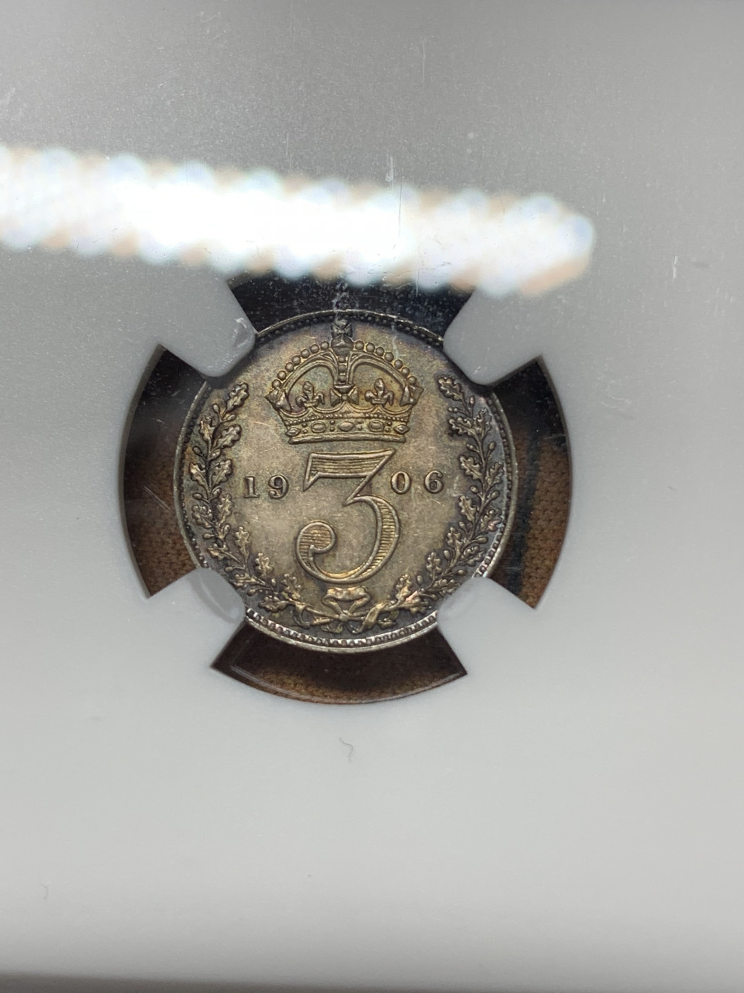 《竞宝斋》钱币微拍-第25场-本周日，周一2场连拍（全场顺丰包邮） NGC-MS63~64 英国 爱德华七世 1906年濯足节套币 1--4便士 底板镜面感 状态远超63分 包浆诱人，严重低评