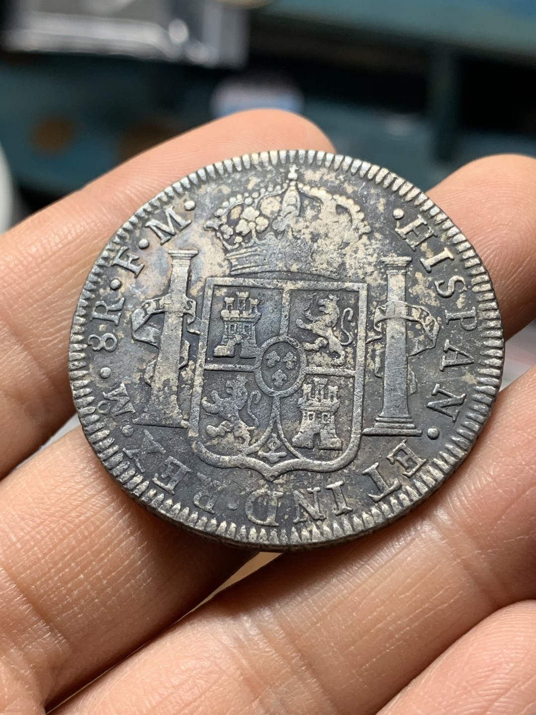 《竞宝斋》钱币微拍-第25场-本周日，周一2场连拍（全场顺丰包邮） 西属 墨西哥 1793年 卡洛斯四世 8R 双柱 大银币