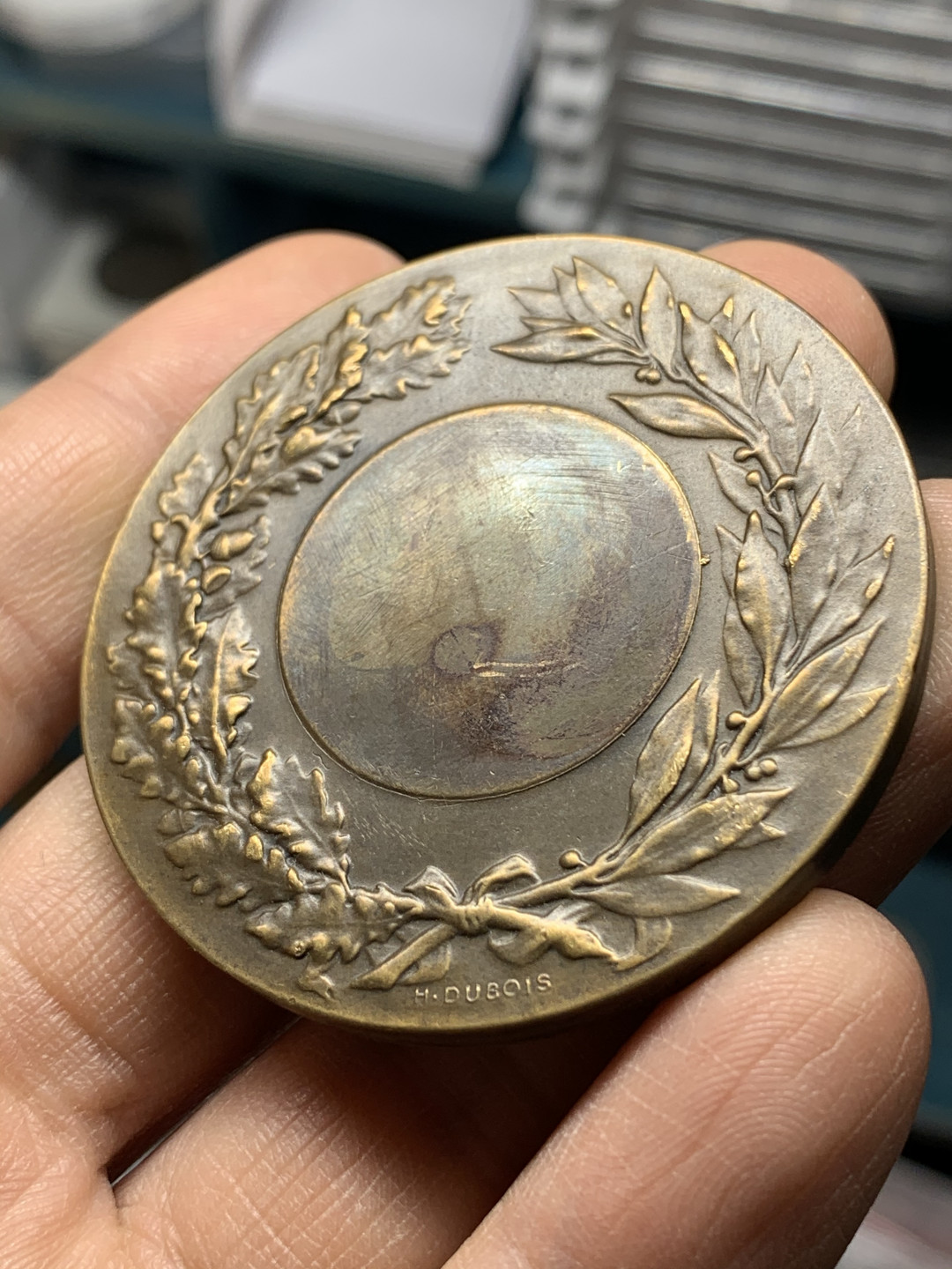 《竞宝斋》钱币微拍-第25场-本周日，周一2场连拍（全场顺丰包邮） 法国女神艺术铜章 直径：51mm  重量：58g  边铭：丰饶角+铜标  