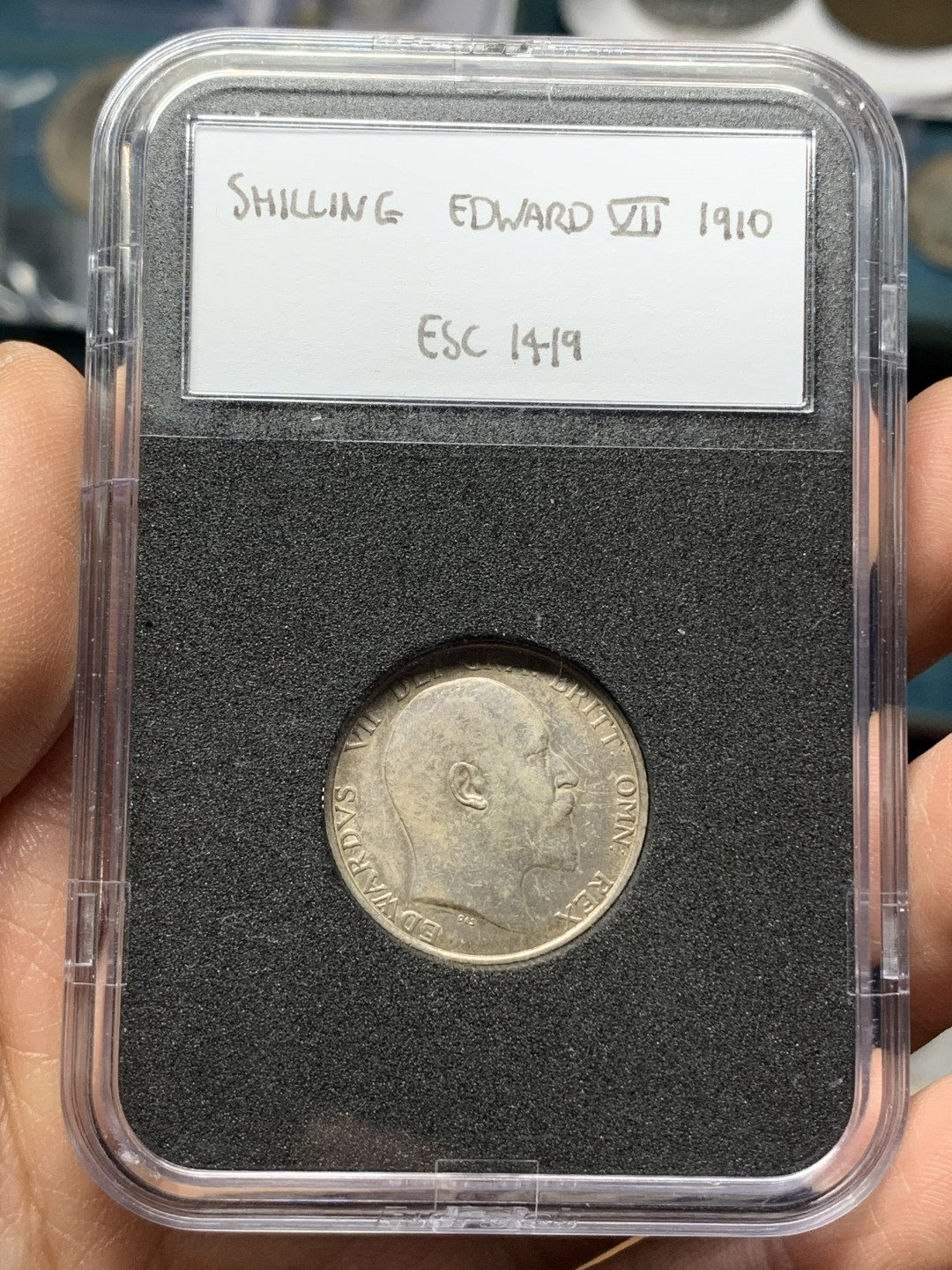 《竞宝斋》钱币微拍-第25场-本周日，周一2场连拍（全场顺丰包邮） 1910 爱德华七世先令 好品（925银5.66克）