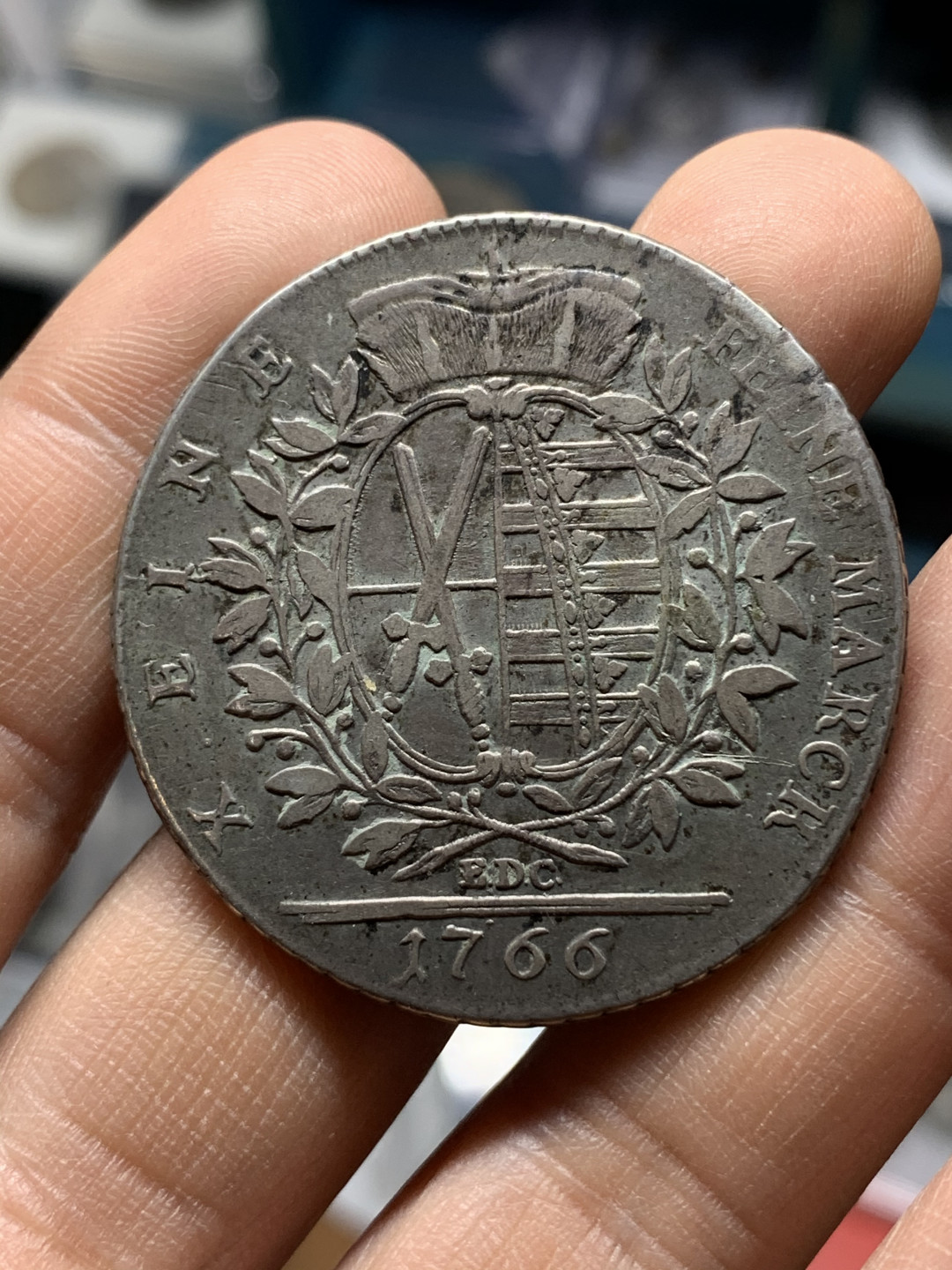 《竞宝斋》钱币微拍-第25场-本周日，周一2场连拍（全场顺丰包邮） 德国 1766年 萨克森 奥古斯都 泰勒 大银币 27.7克 41.6mm