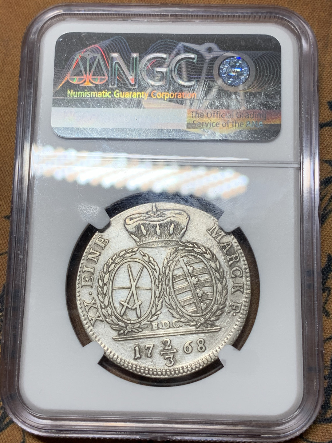 《竞宝斋》钱币微拍-第25场-本周日，周一2场连拍（全场顺丰包邮） NGC-VFD   1768年德国2/3泰勒