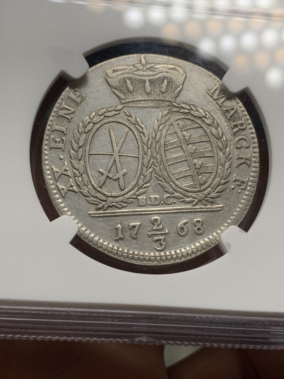 《竞宝斋》钱币微拍-第25场-本周日，周一2场连拍（全场顺丰包邮） NGC-VFD   1768年德国2/3泰勒