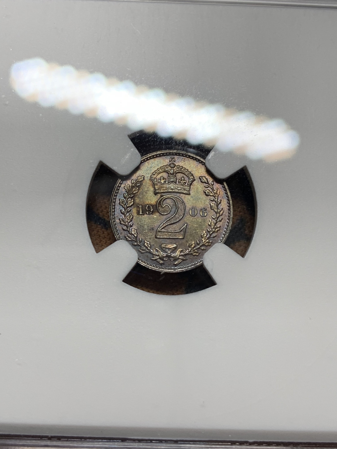 《竞宝斋》钱币微拍-第25场-本周日，周一2场连拍（全场顺丰包邮） NGC-MS63~64 英国 爱德华七世 1906年濯足节套币 1--4便士 底板镜面感 状态远超63分 包浆诱人，严重低评