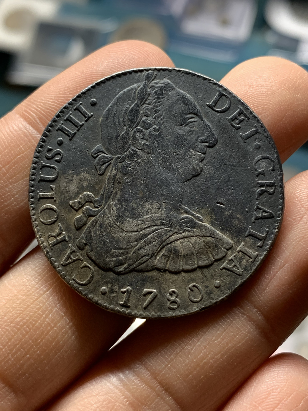 《竞宝斋》钱币微拍-第25场-本周日，周一2场连拍（全场顺丰包邮） 西属 墨西哥 1780年 卡洛斯三世 8R 双柱 大银币