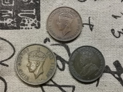 年末双连拍•皇冠收藏 2021年 年末精品拍卖 第一场 五彩猪卢比  - 3枚一起•英属塞尔舌 洪都拉斯 乔治五世 乔治六世 铜币3枚 品相不错