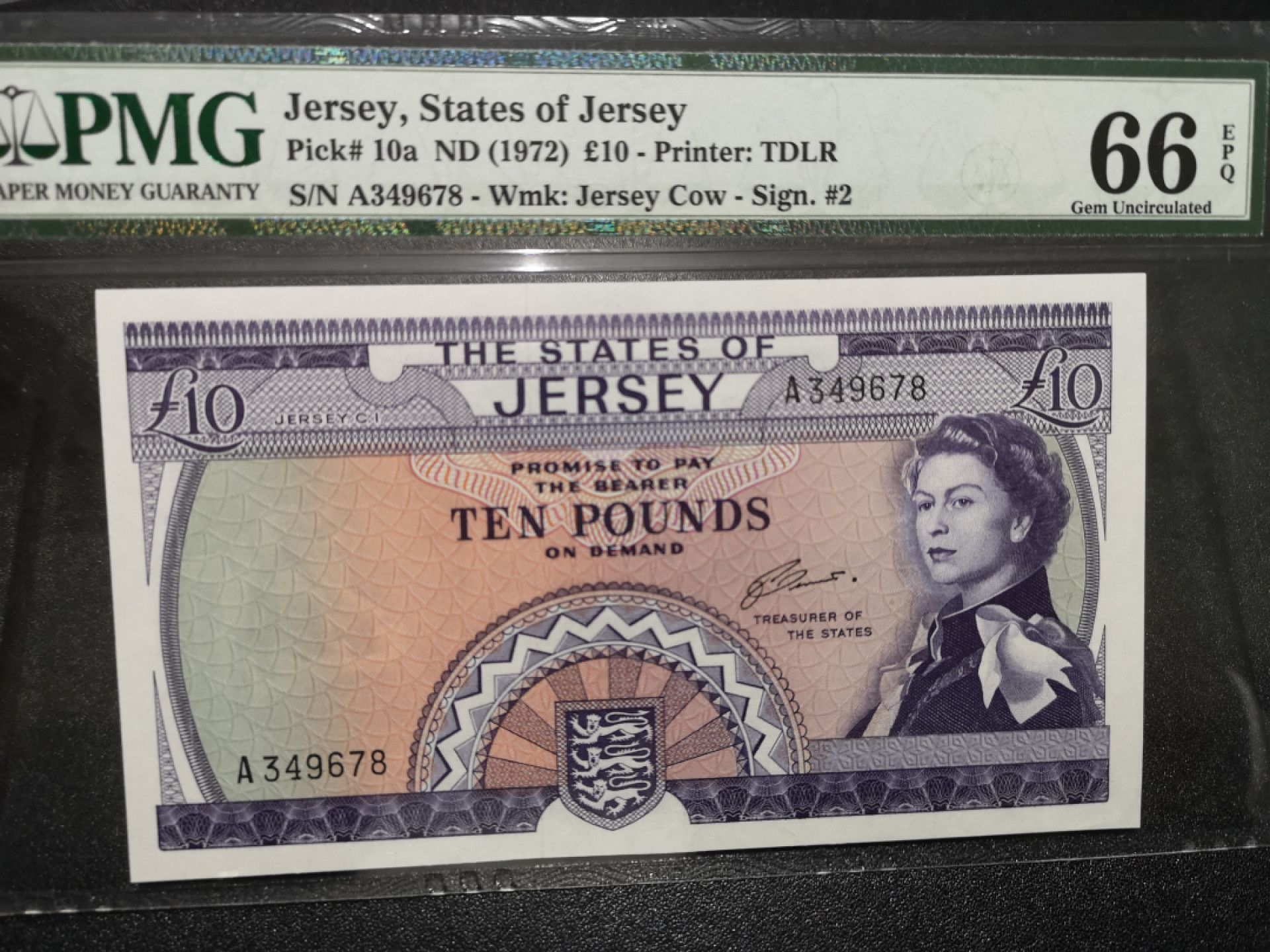 👍2022新年第一拍《外钞收藏家》第一百五十九期拍卖（本期59件） 1972年泽西10镑 PMG66 A冠尾678小顺