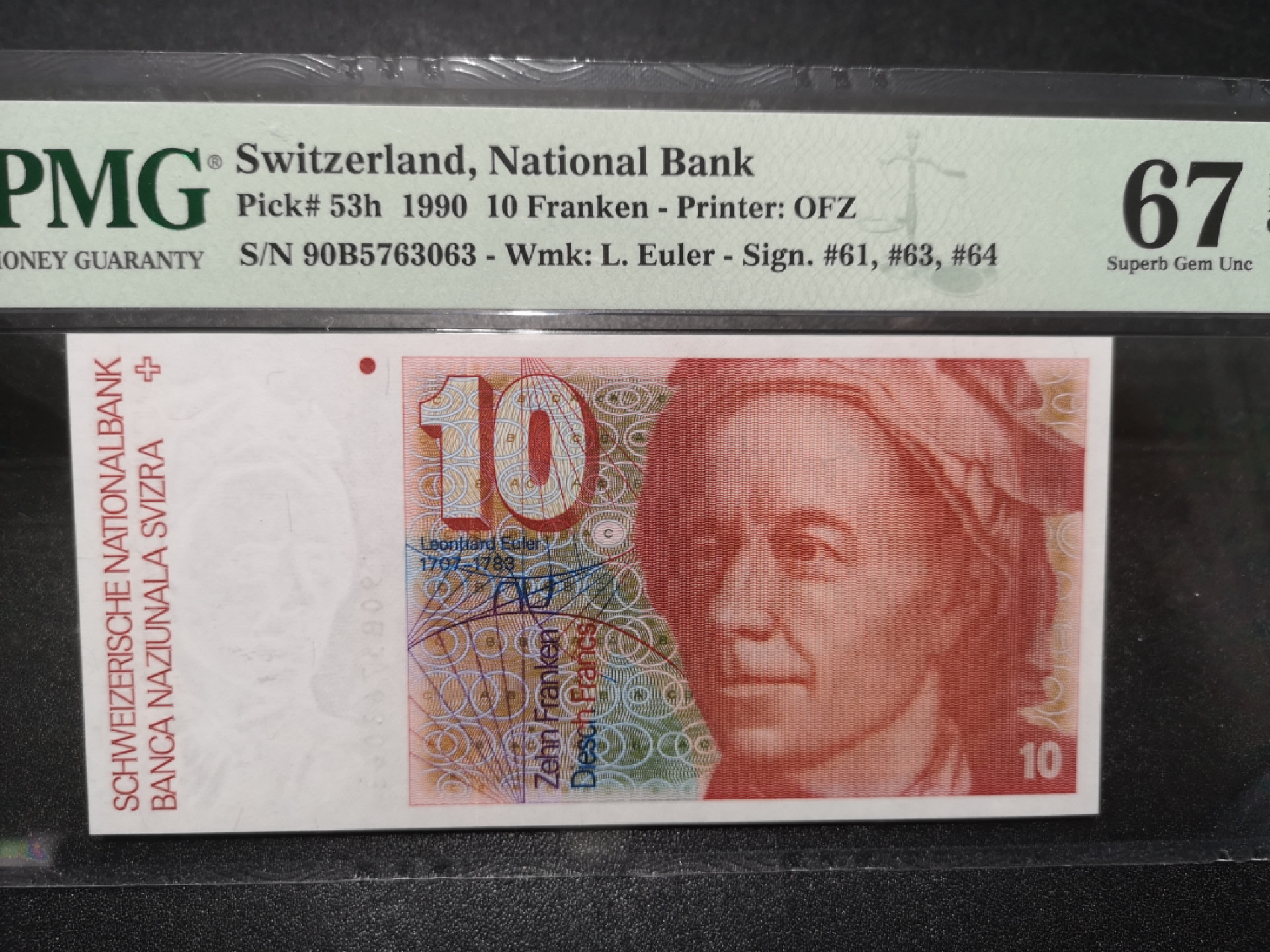 👍2022新年第一拍《外钞收藏家》第一百五十九期拍卖（本期59件） 1990年瑞士10法郎  PMG67