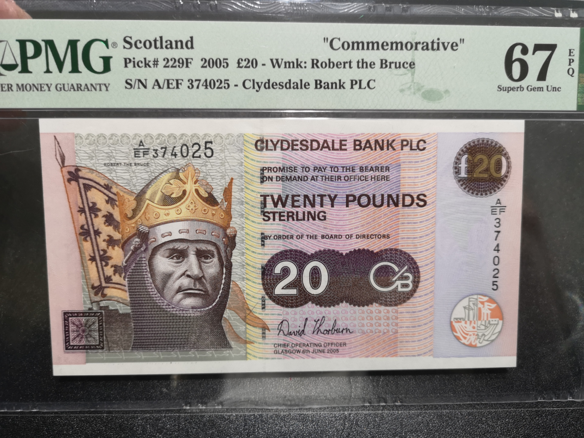 👍2022新年第一拍《外钞收藏家》第一百五十九期拍卖（本期59件） 2005年苏格兰20镑 PMG67 亚军分 纪念钞