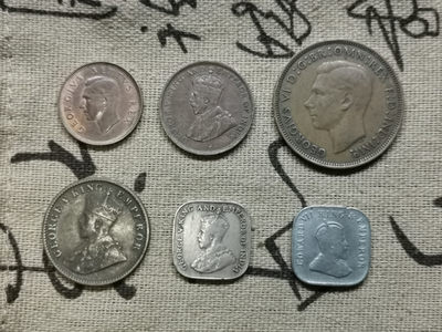 年末双连拍•皇冠收藏 告别2021迎接2022精品拍卖  - 英属硬币 6枚一起 锡兰 英国 南非 印度 好品