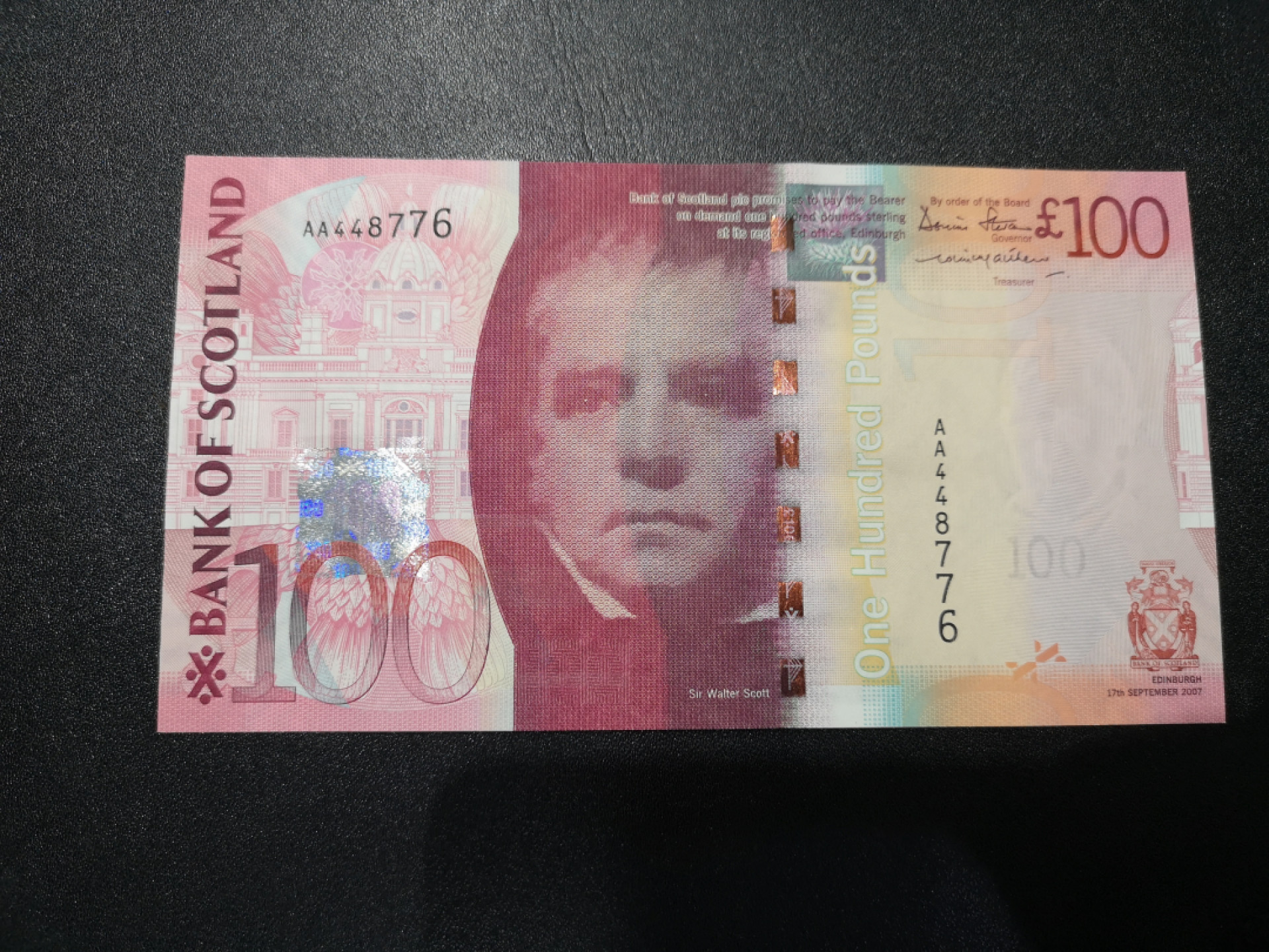 👍2022新年第一拍《外钞收藏家》第一百五十九期拍卖（本期59件） 2007年苏格兰100镑 全新UNC 绝品 无瑕疵