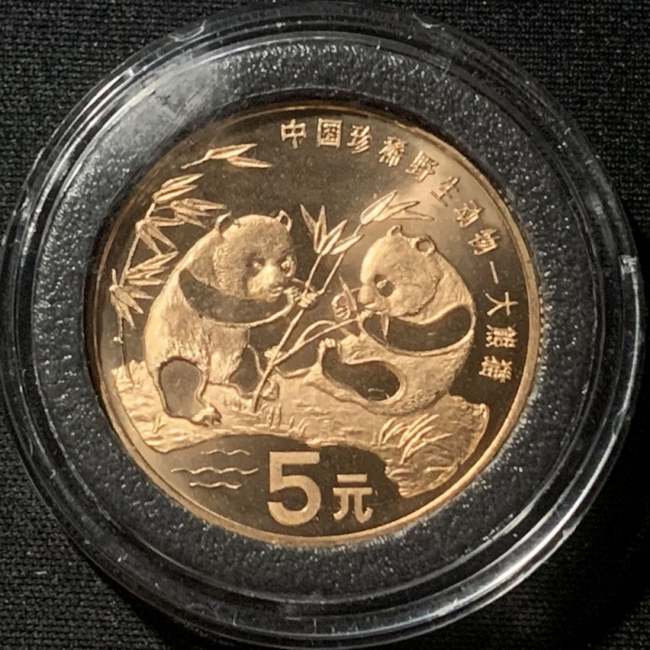 紫瑗钱币——第163期 中国 1993年 中国珍稀野生动物——大熊猫 5元 铜币 UNC