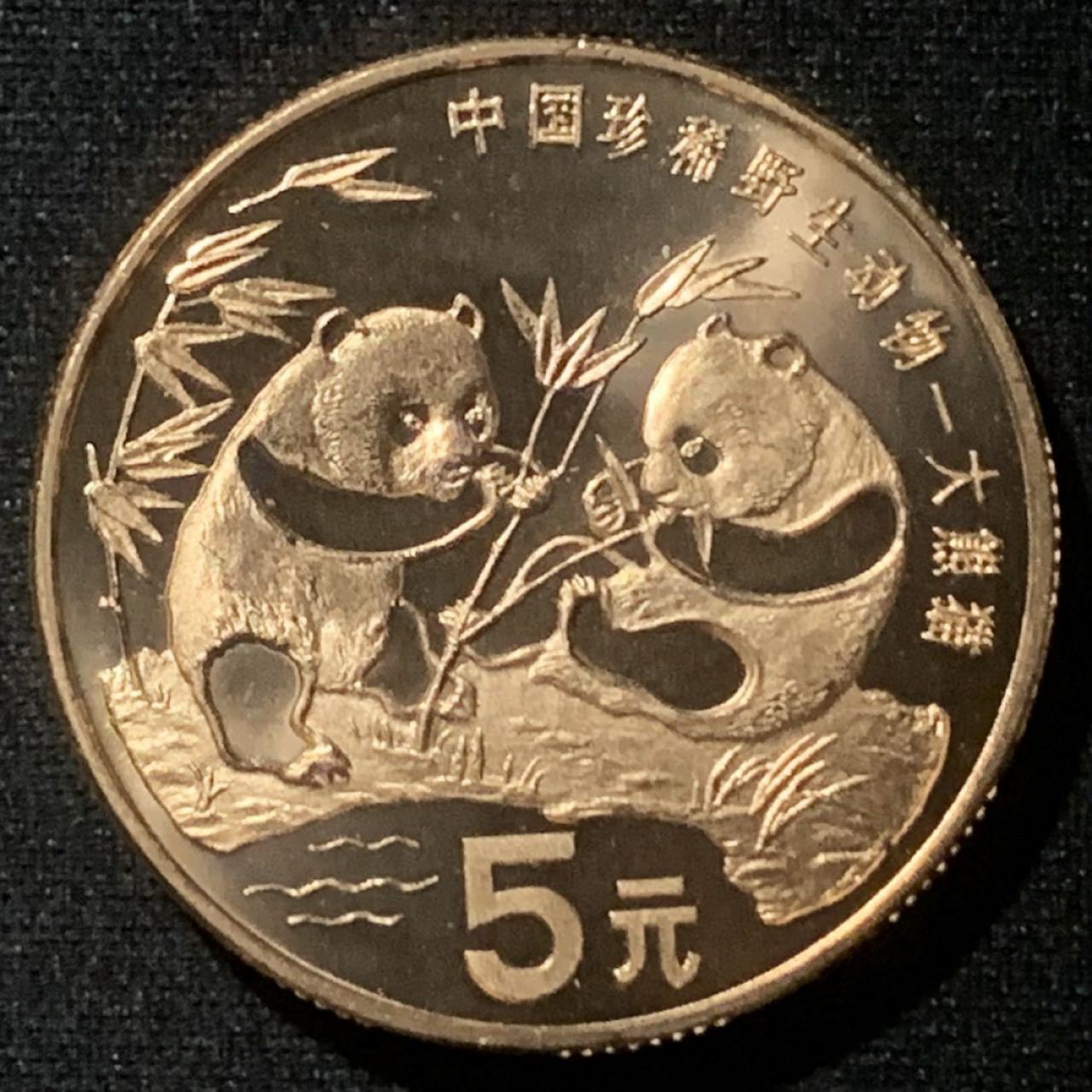 紫瑗钱币——第163期 中国 1993年 中国珍稀野生动物——大熊猫 5元 铜币 UNC