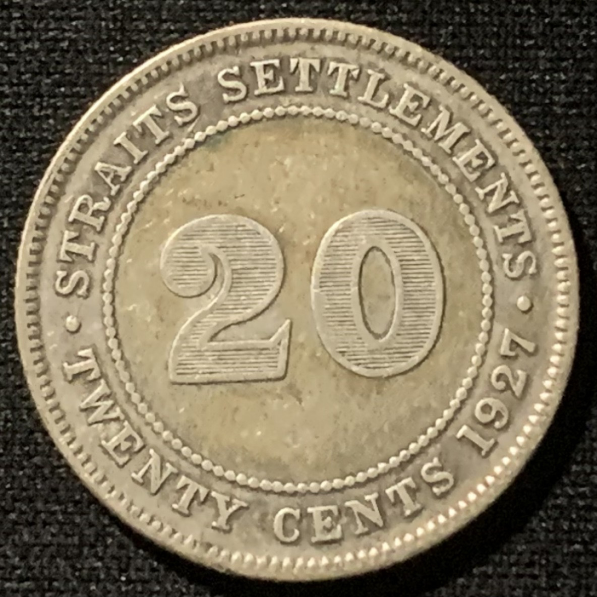 紫瑗钱币——第163期 海峡殖民地 1927年 乔治五世 20分 5.3克 0.6银