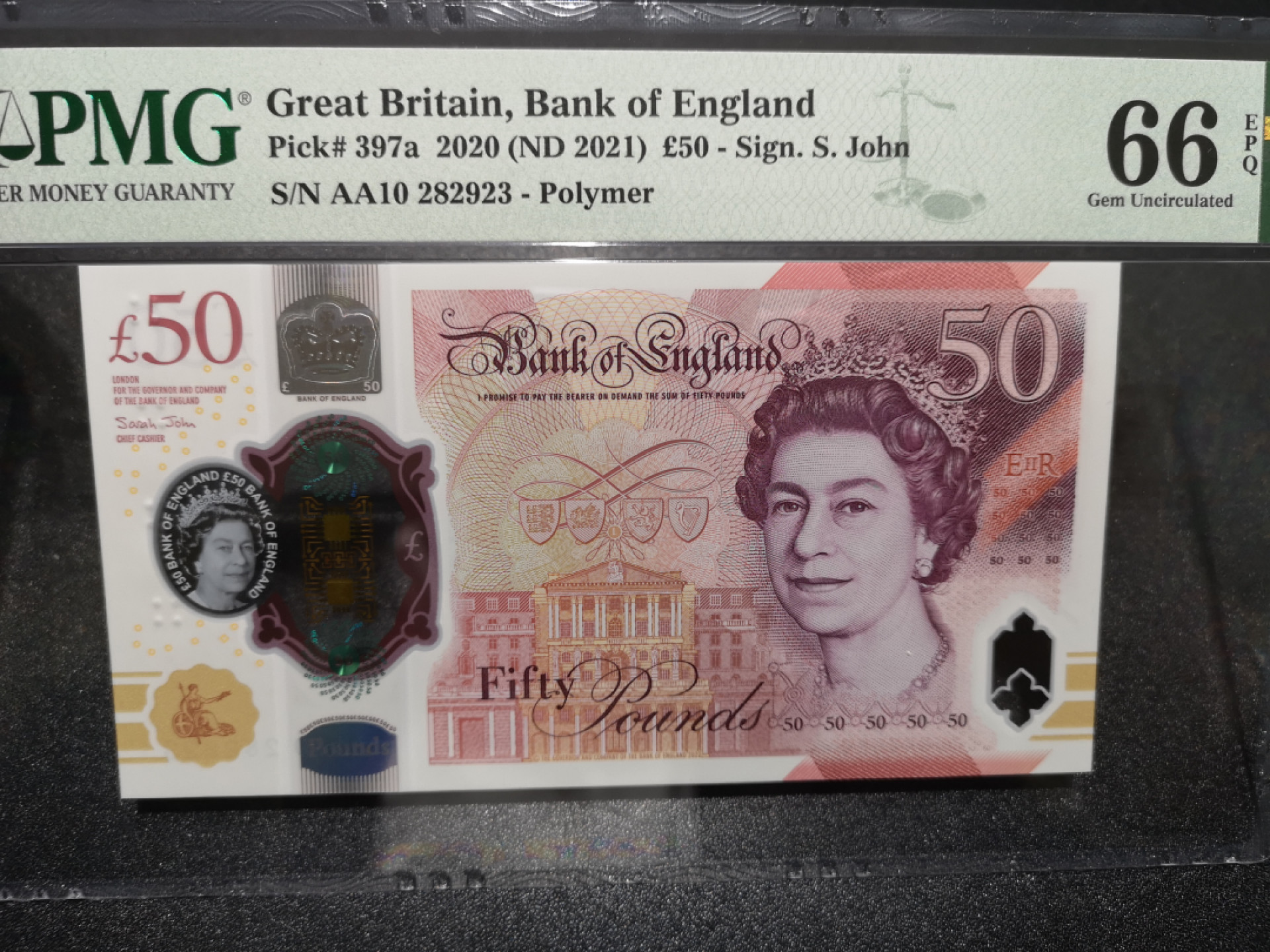 👍2022新年第一拍《外钞收藏家》第一百五十九期拍卖（本期59件） 2020年英国最新版50镑塑料钞 AA冠 无47