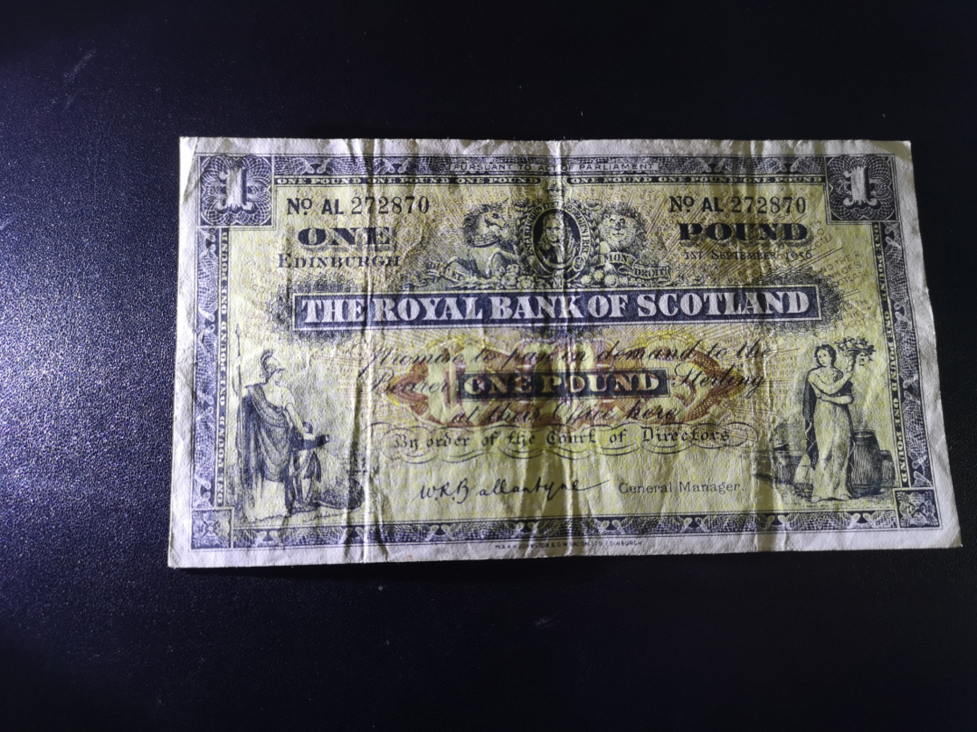 👍2022新年第一拍《外钞收藏家》第一百五十九期拍卖（本期59件） 1956年苏格兰皇家银行1镑 流通品相