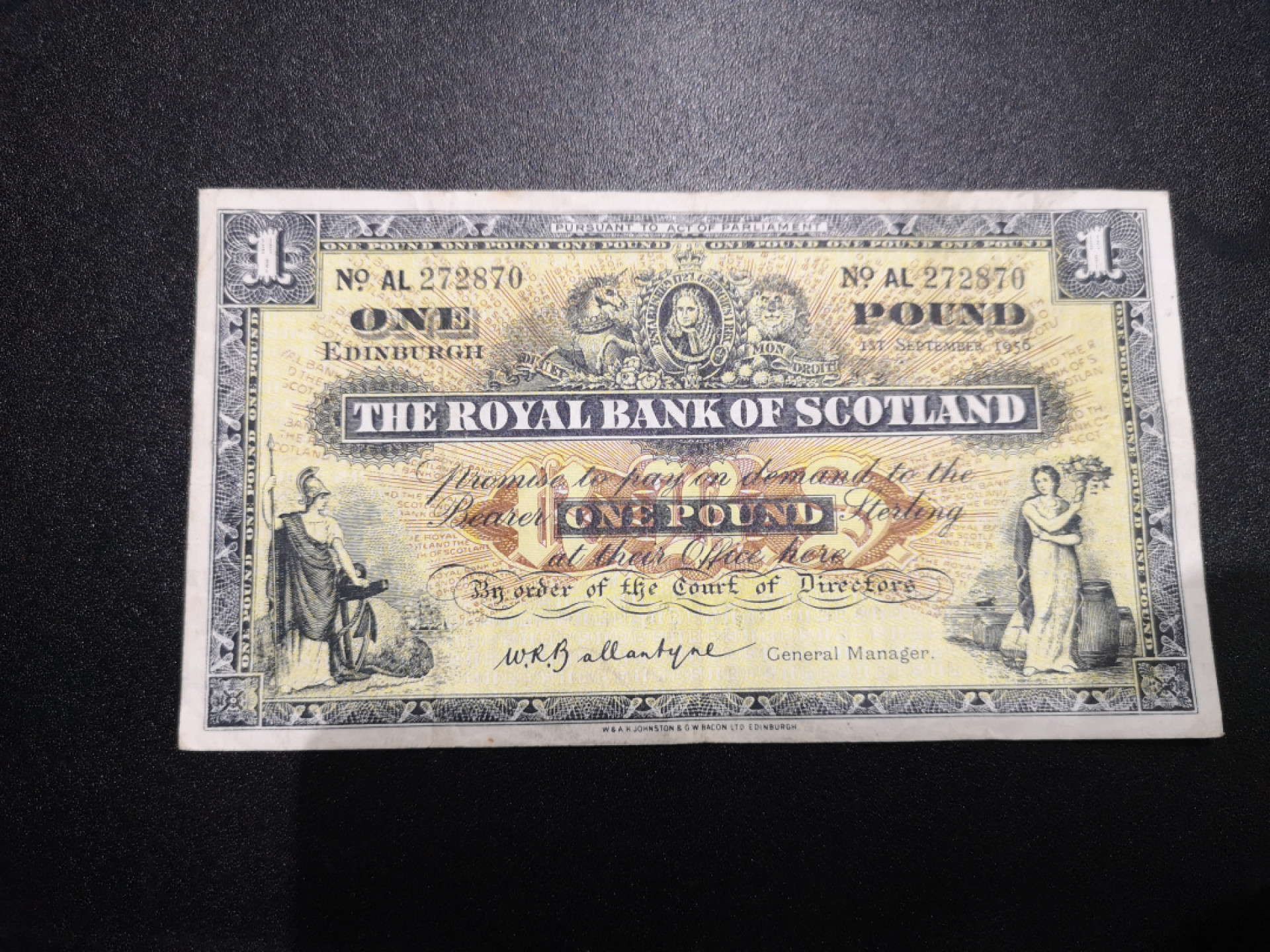👍2022新年第一拍《外钞收藏家》第一百五十九期拍卖（本期59件） 1956年苏格兰皇家银行1镑 流通品相