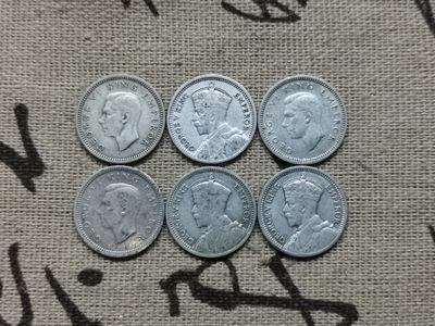 年末双连拍•皇冠收藏 告别2021迎接2022精品拍卖  - 新西兰 乔治五世 乔治六世 3便士银币 6枚好品一起拍