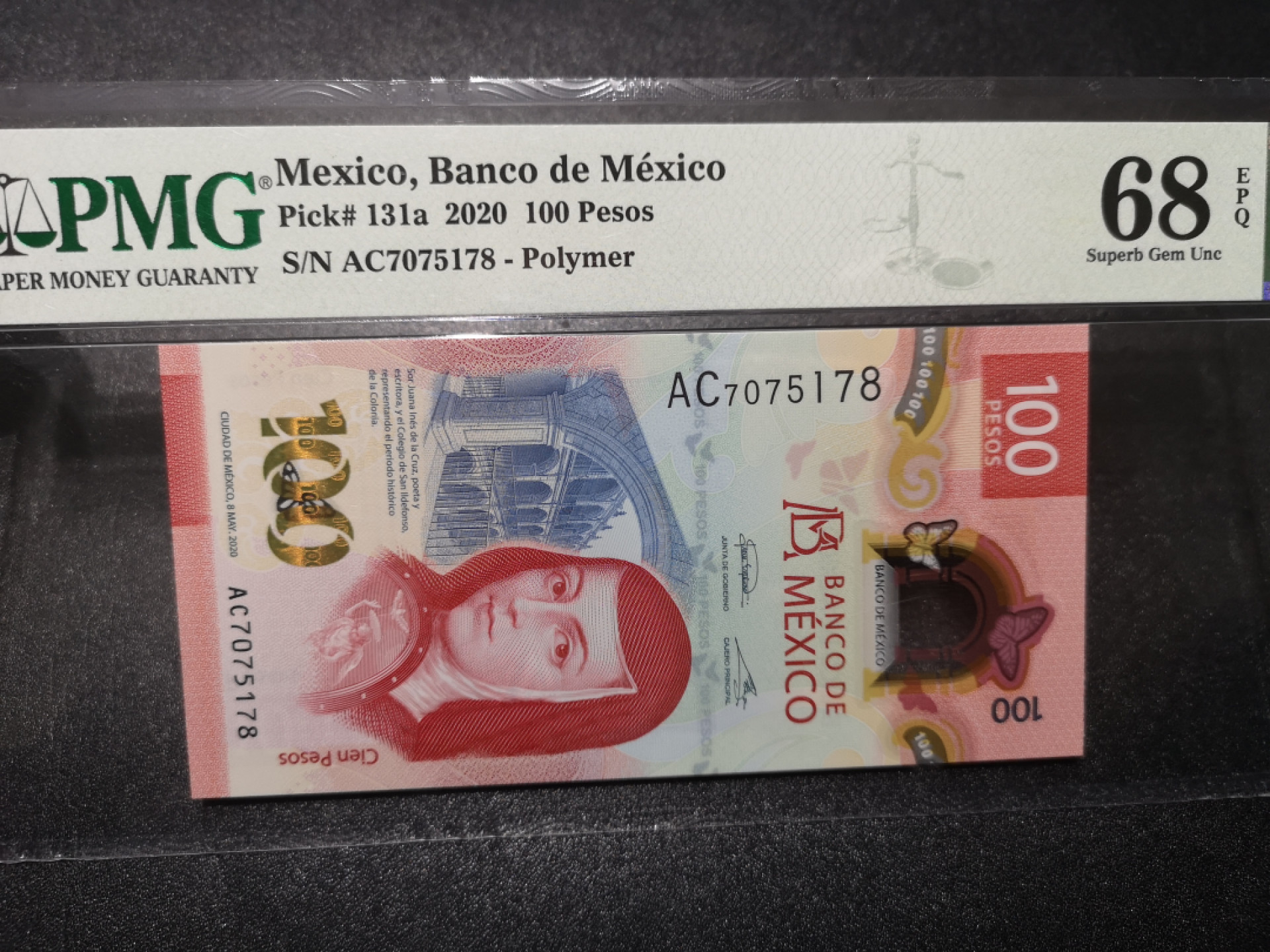 👍2022新年第一拍《外钞收藏家》第一百五十九期拍卖（本期59件） 2020年墨西哥100比索 PMG68