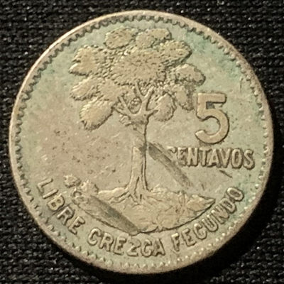 紫瑗钱币——第163期 - 危地马拉 1960年 木棉树 5分 1.67克 0.72银