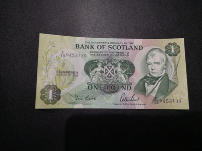 👍2022新年第一拍《外钞收藏家》第一百五十九期拍卖（本期59件） - 1988年苏格兰1镑 全新 不绝 测光如图