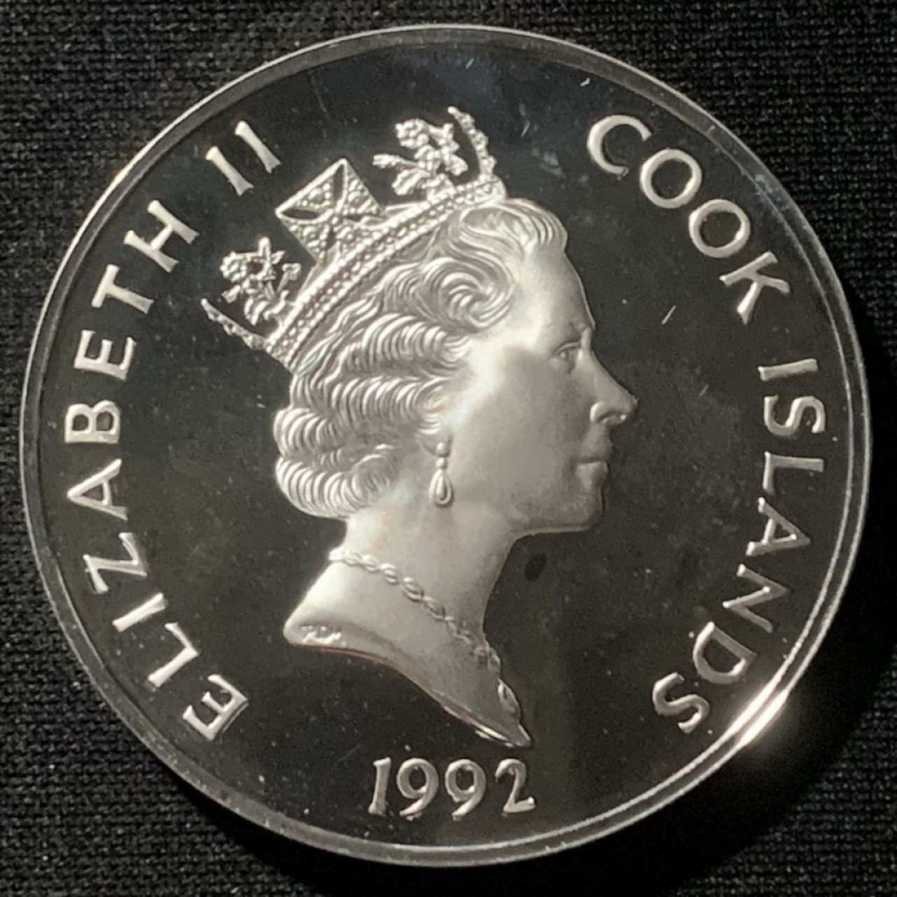 紫瑗钱币——第163期 库克群岛 1992年 发现美洲500周年 约翰·戴维斯 50元 31.35克 0.925银 精制