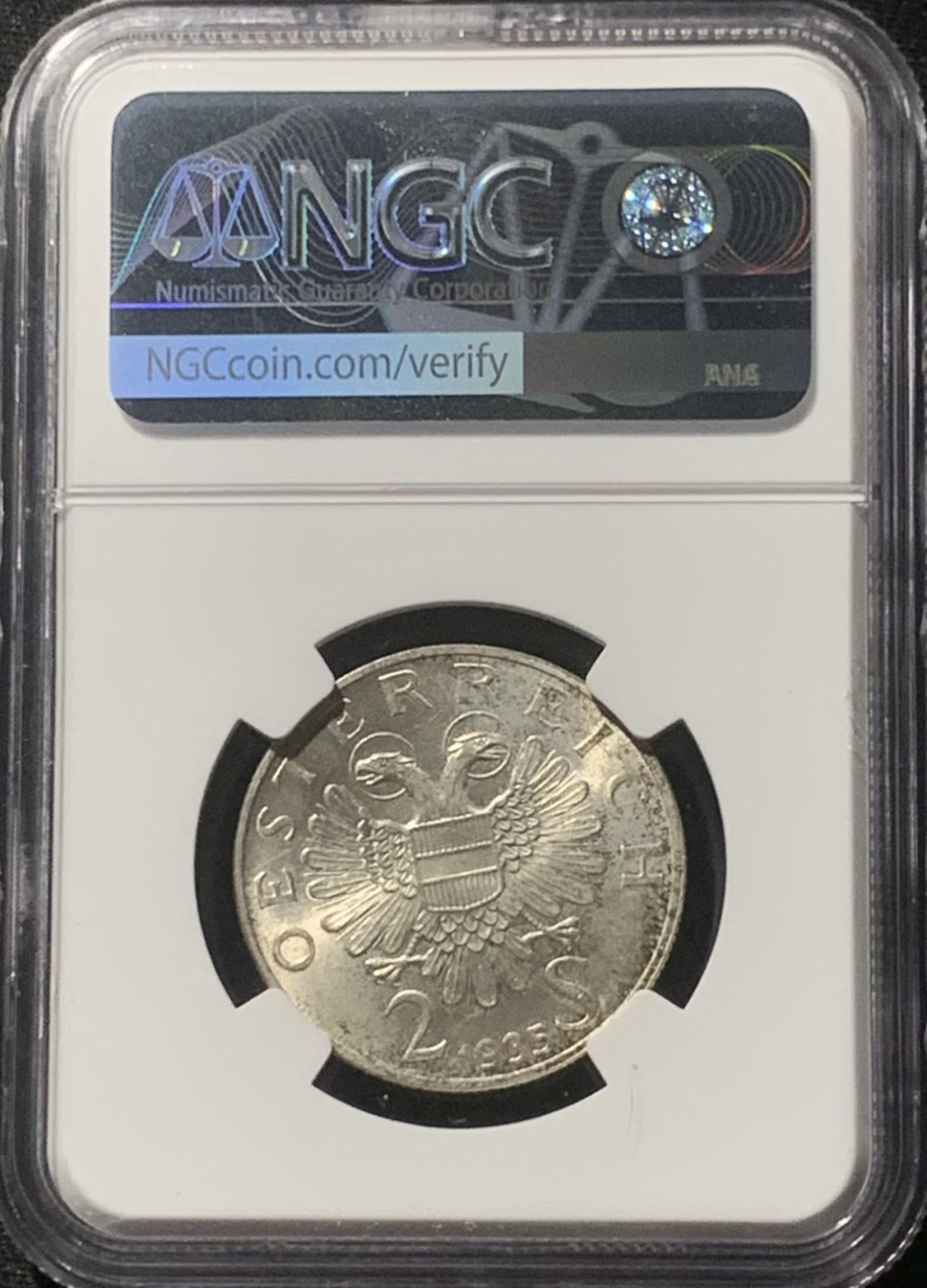 紫瑗钱币——第163期 奥地利 1935年 卡尔·鲁伊格 2先令 银币 NGC MS64