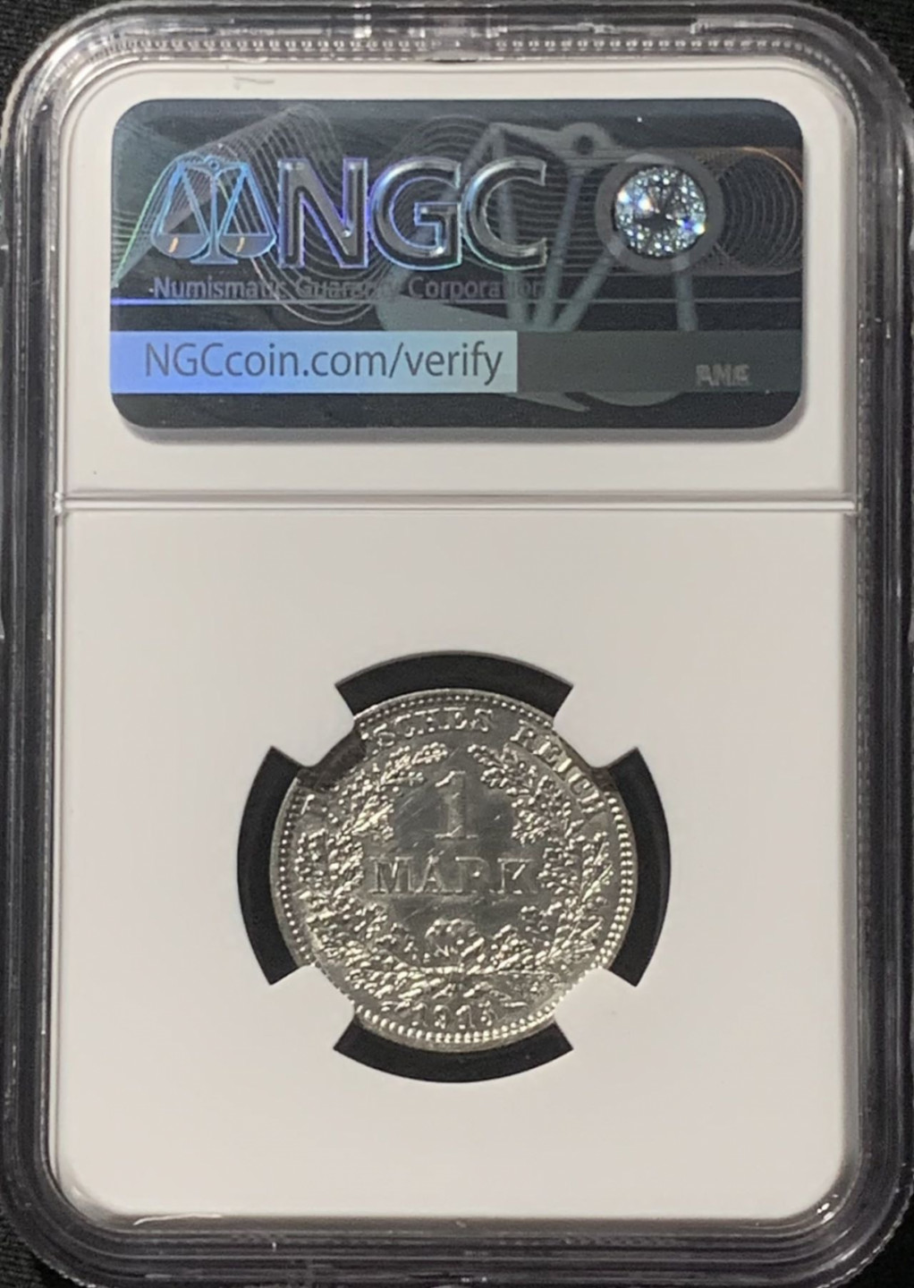 紫瑗钱币——第163期 德国 1915年 J版 第二帝国 长翅 1马克 银币 NGC UNC Detail