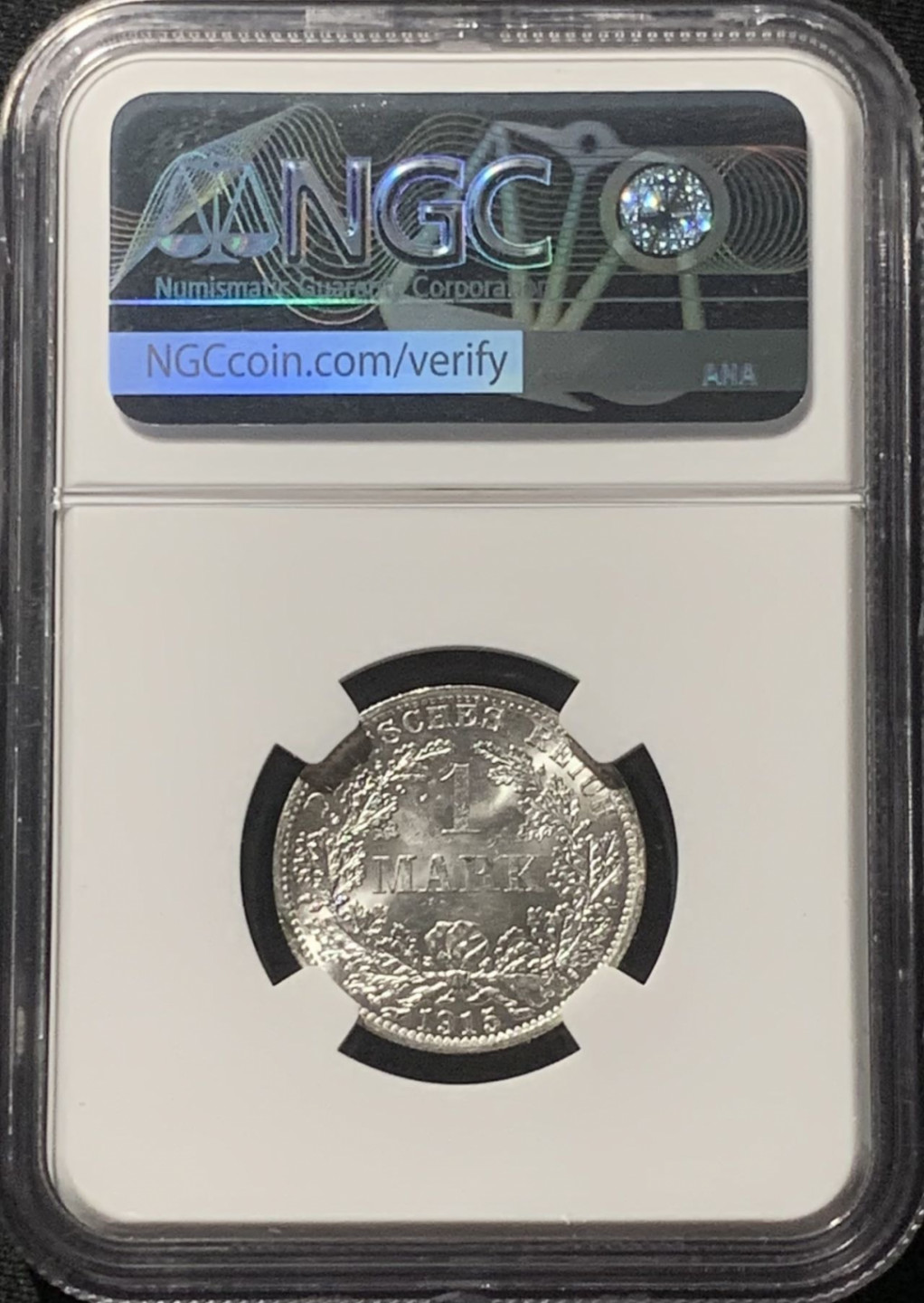 紫瑗钱币——第163期 德国 1915年 A版 第二帝国 长翅 1马克 银币 NGC MS63