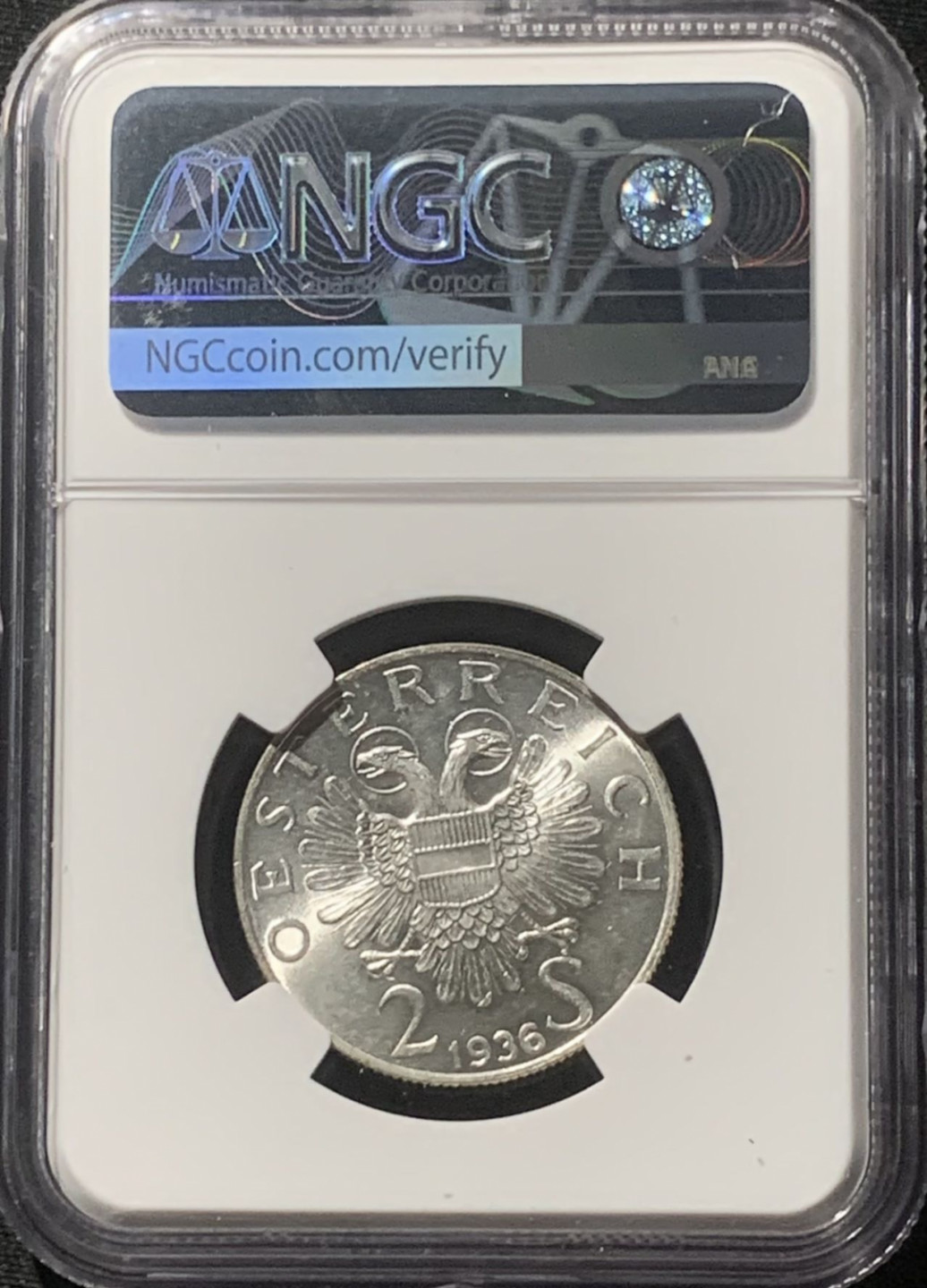 紫瑗钱币——第163期 奥地利 1936年 萨沃伊王子 2先令 银币 NGC MS62