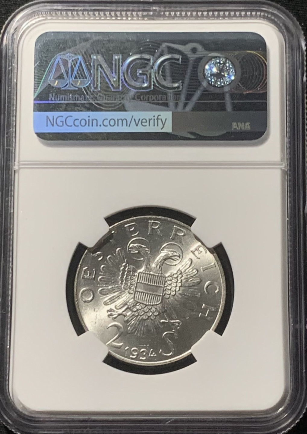 紫瑗钱币——第163期 奥地利 1934年 恩格尔伯特·多尔夫斯 2先令 银币 NGC MS64
