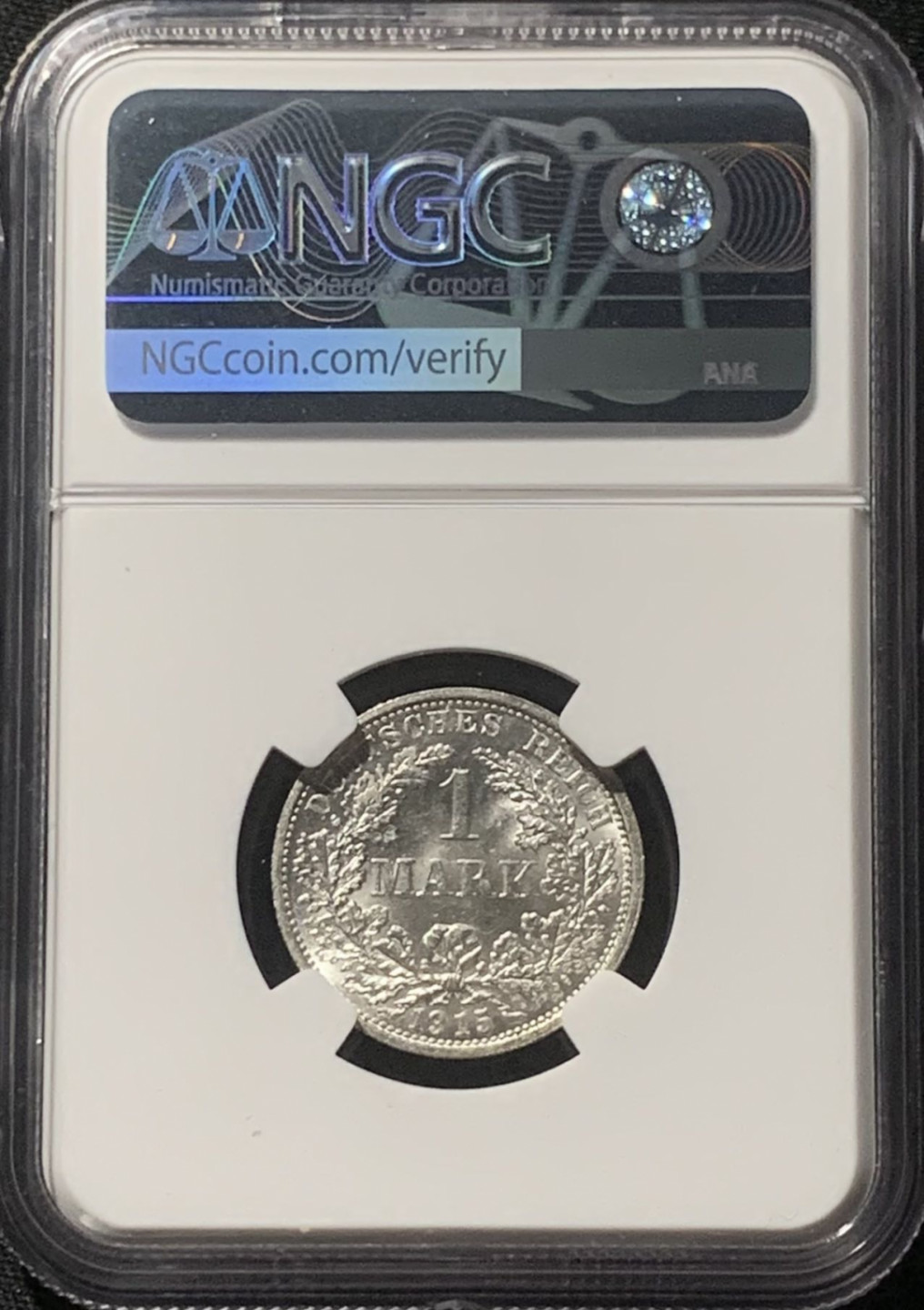 紫瑗钱币——第163期 德国 1915年 F版 第二帝国 长翅 1马克 银币 NGC MS64
