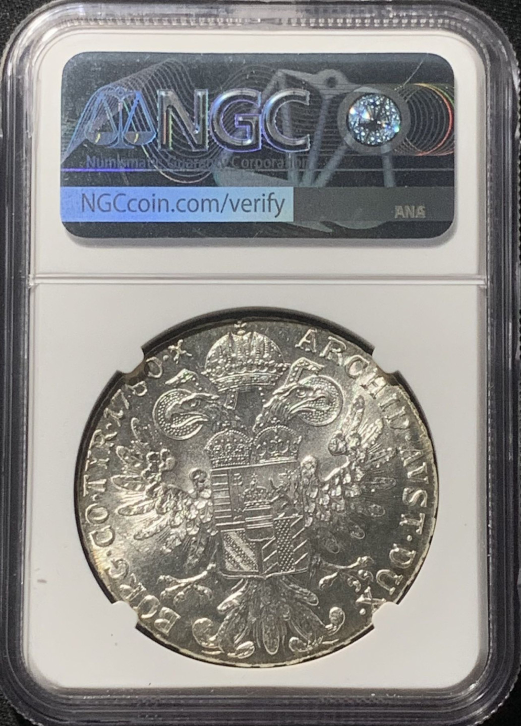 紫瑗钱币——第163期 奥匈帝国 1780年 特蕾莎·玛格丽特 1泰勒 银币 NGC MS65 黄金包浆