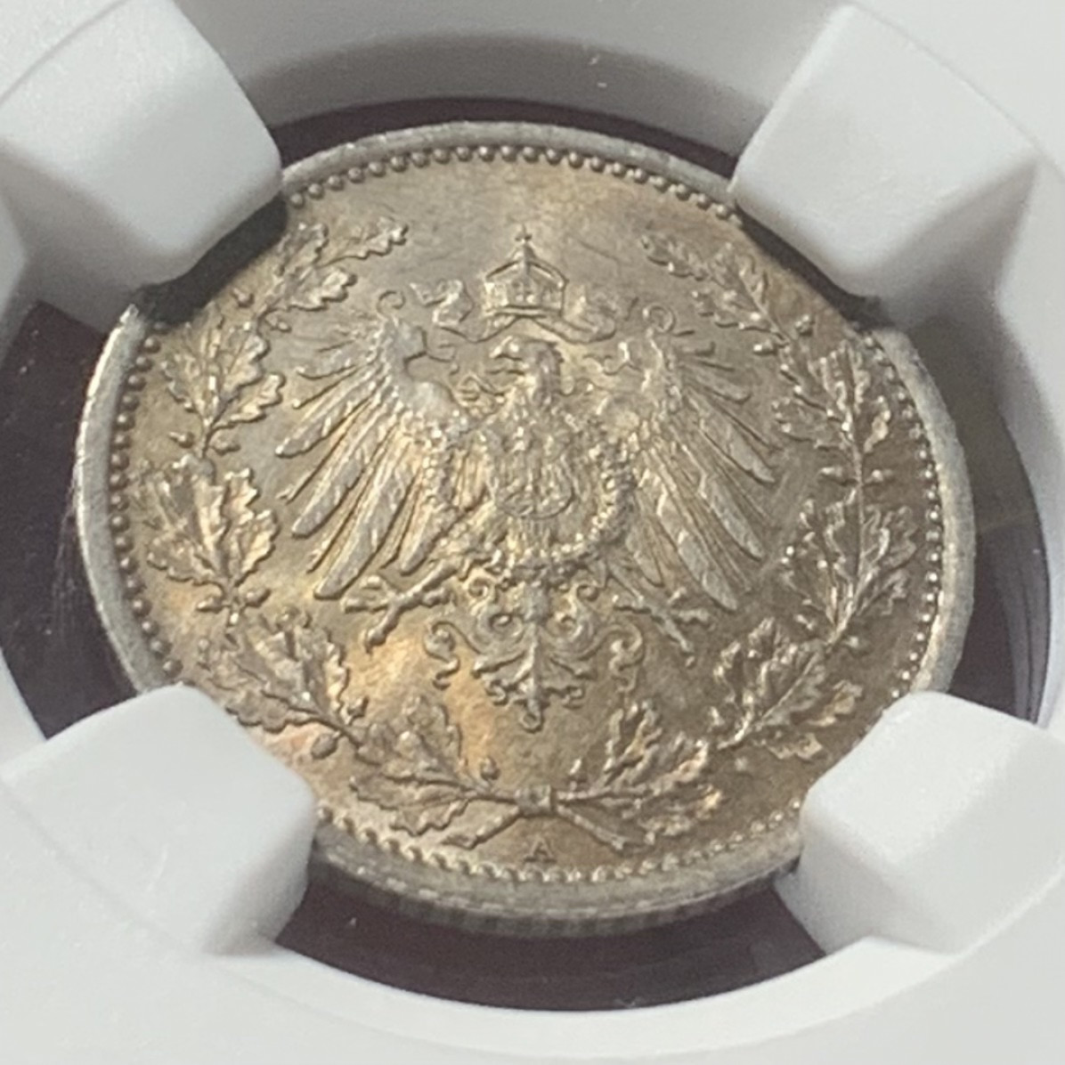 紫瑗钱币——第163期 德国 1915年 A版 第二帝国 1/2马克 银币 NGC MS61 带彩